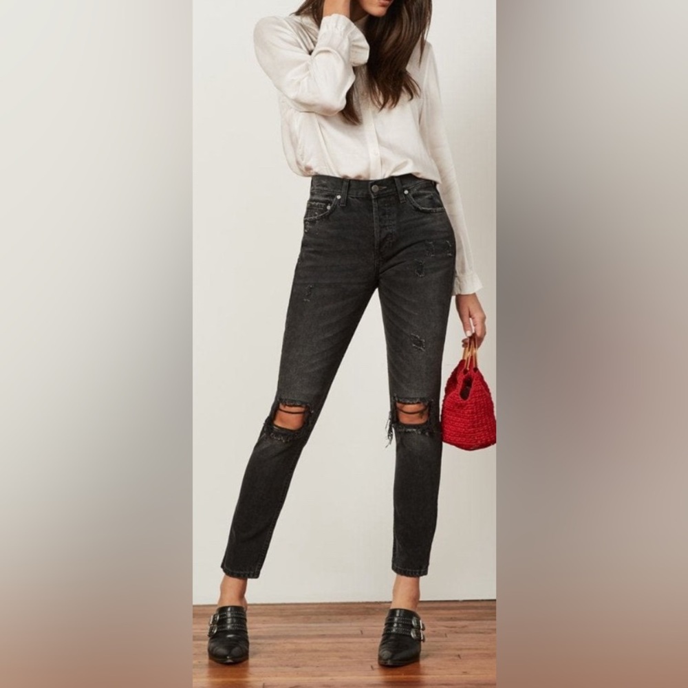 Boyish Billy 24 Jeans High Rise Touch Evil Black Distressed Denim NEW